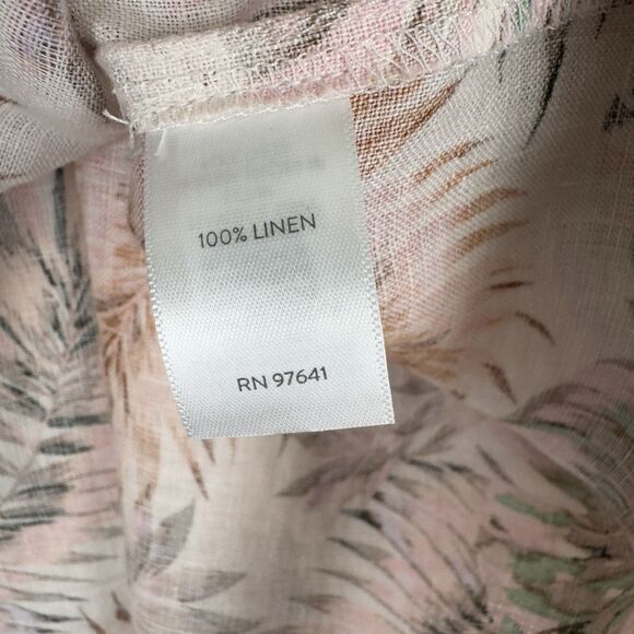 J.Jill Love Linen Top Womens XL Pink Tropical Floral Breathable Beach 100% Linen - Picture 13 of 16